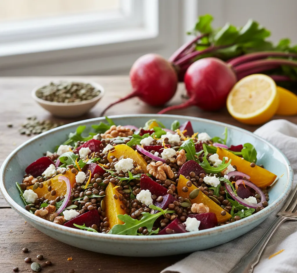 Bieten toevoegen aan linzensalades: smaakvolle krachtbundel op je bord