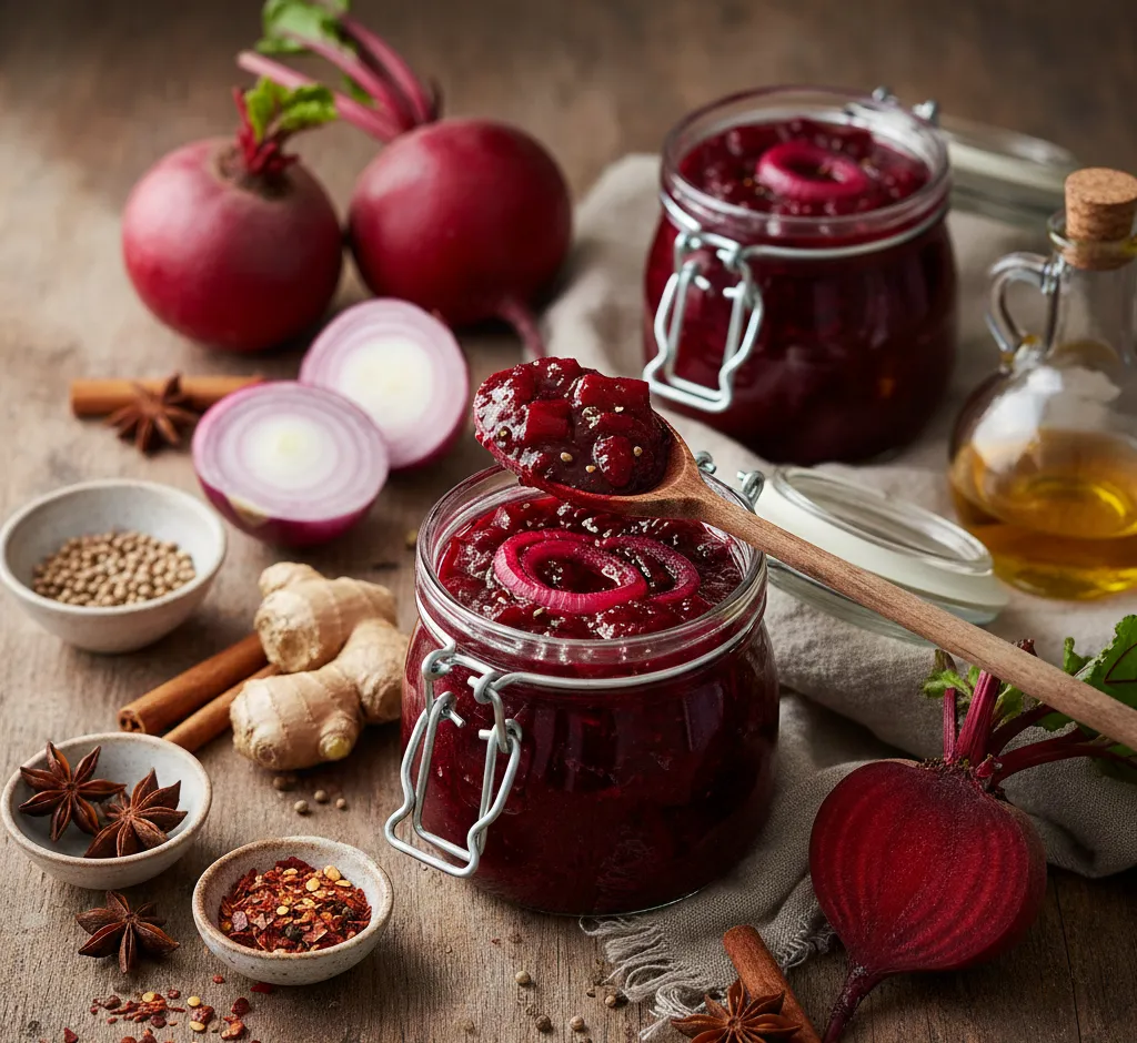 Bietenchutney met ui en specerijen: zo maak je dit smaakvolle bijgerecht zelf