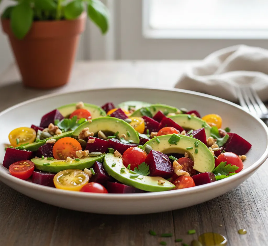 Bietensalade met avocado en tomaat: kleurrijk, gezond en verrassend veelzijdig