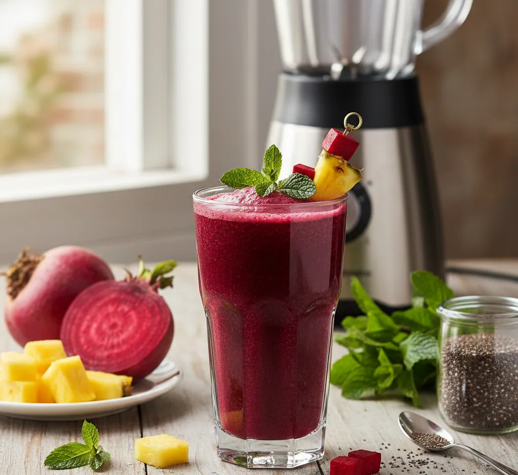 Bietensmoothie met ananas en munt: een frisse detoxboost in je glas