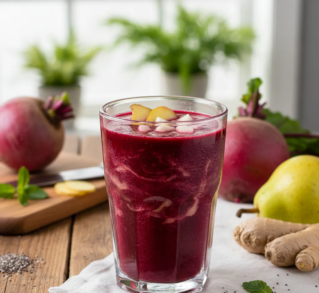 Bietensmoothie met peer en gember: een krachtige start van je dag