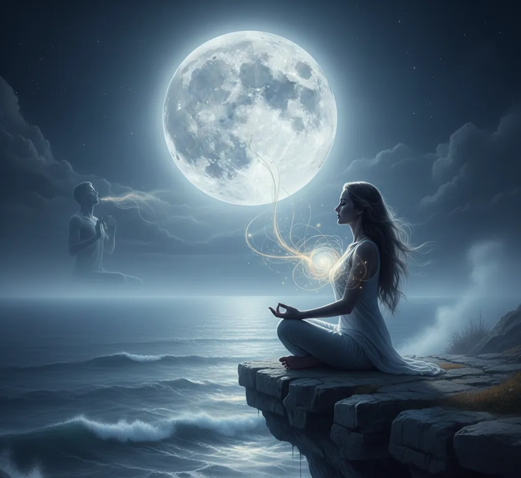 De Getijden van de Adem: Hoe de Maan onze Ademhalingspatronen en Innerlijke Energie beïnvloedt