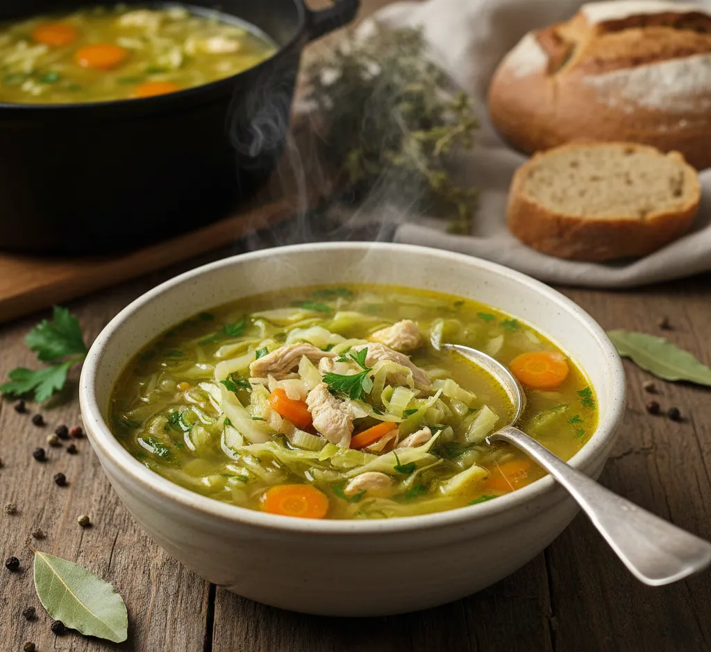 Koolsoep met kipbouillon: hartig comfort in een kom