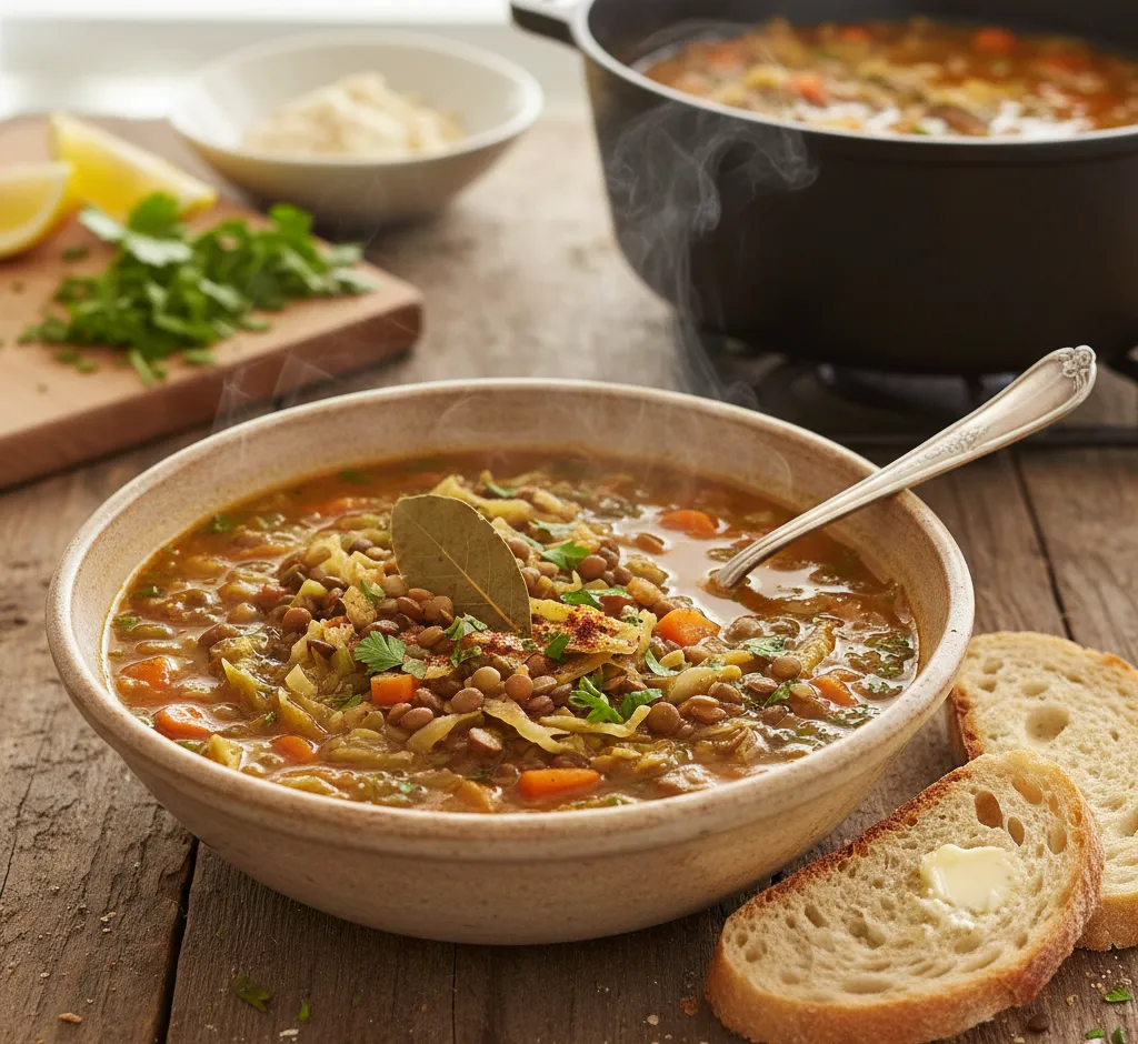 Koolsoep met linzen: een vegetarische, voedzame klassieker voor doordeweeks