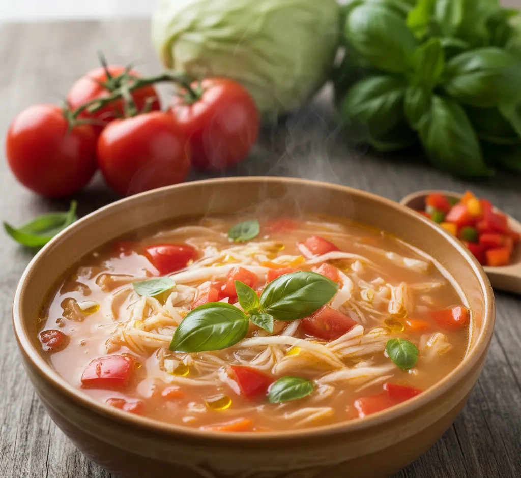 Verfrissende koolssoep met tomaat en basilicum: licht, gezond en bomvol smaak